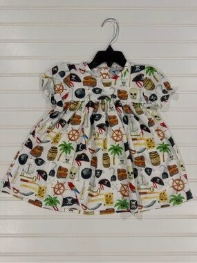 Girls' Pirate Print Dress - White Multicolor